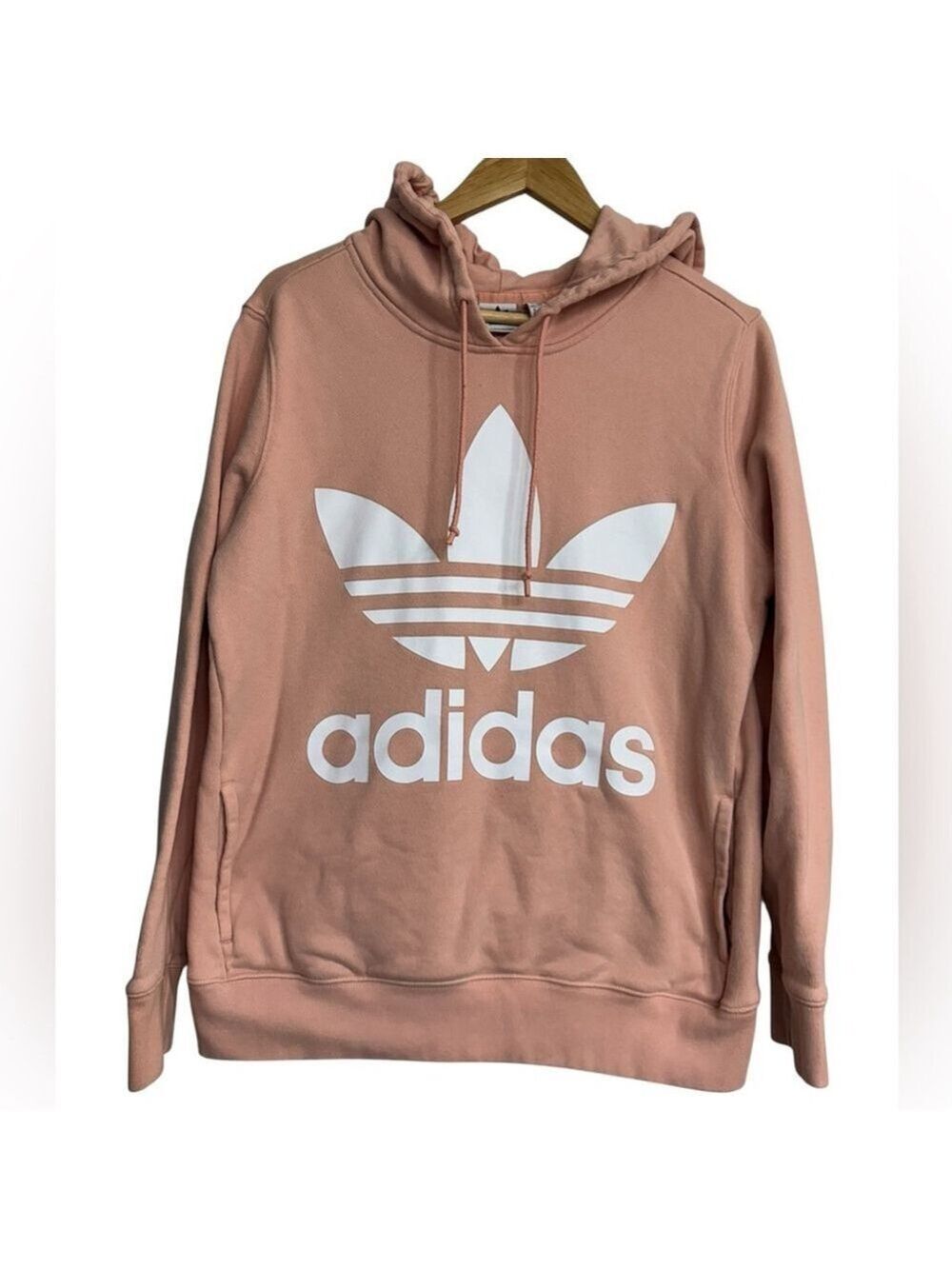 Adidas Originals Trefoil Spell Out Hoodie – Blush Pink, Women’s Medium